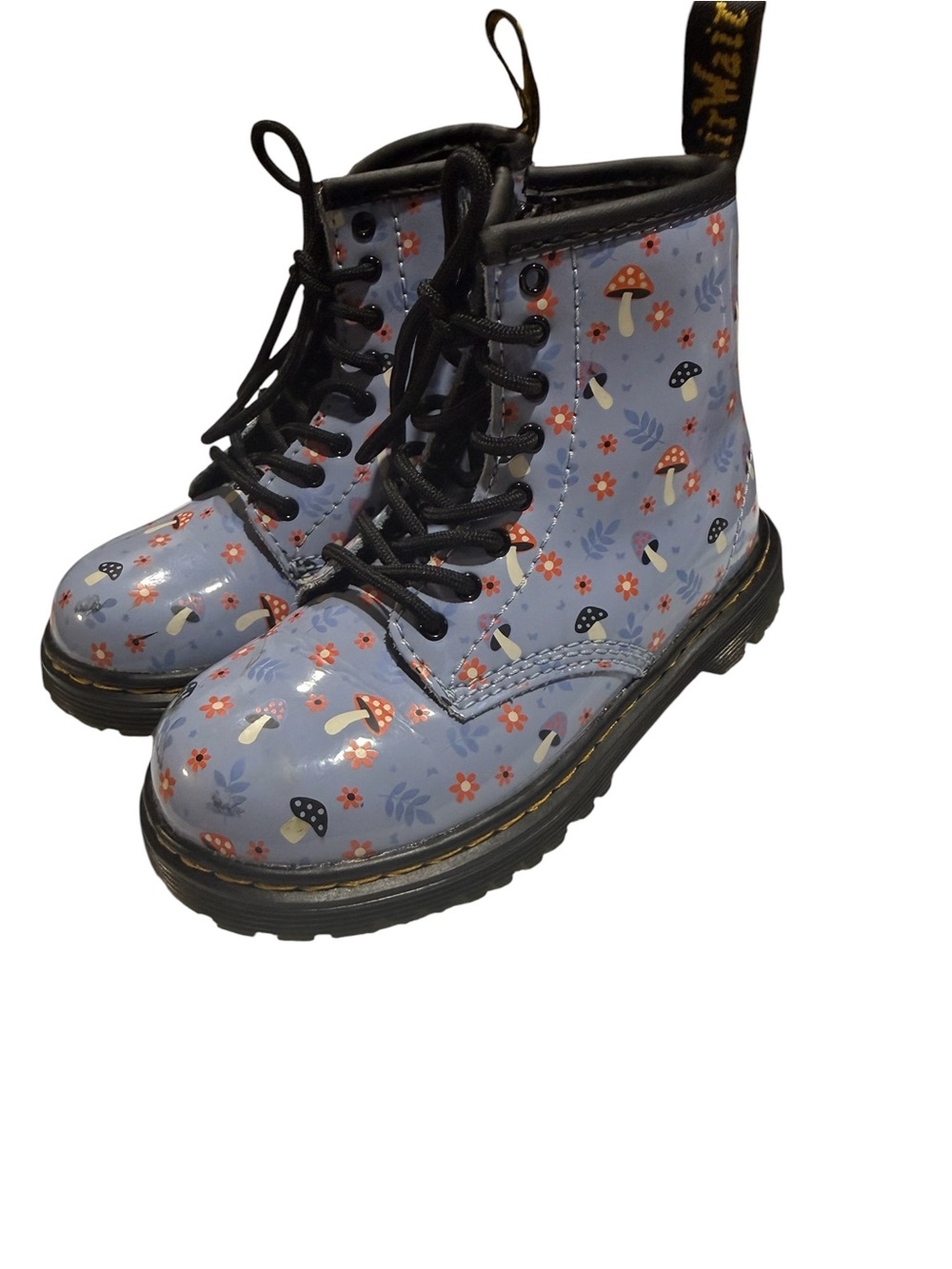 Dr Martens Toddler mushroom print side zip boots lavender floral size 9 -1460T - Picture 3 of 7